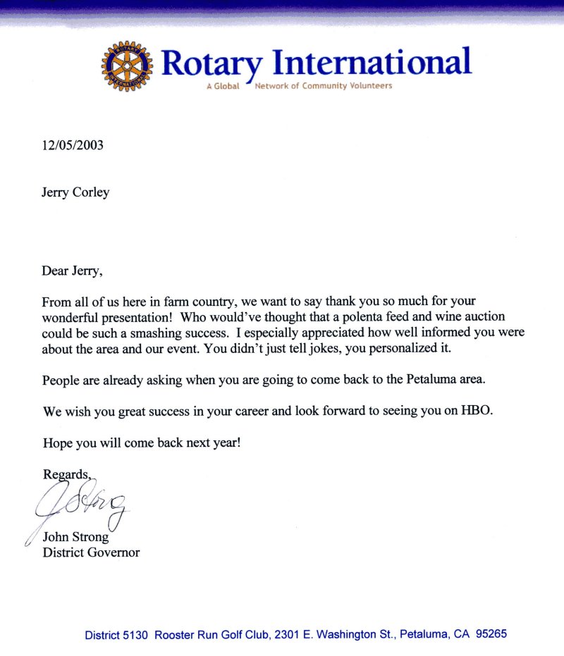 Testimonial from Rotary International